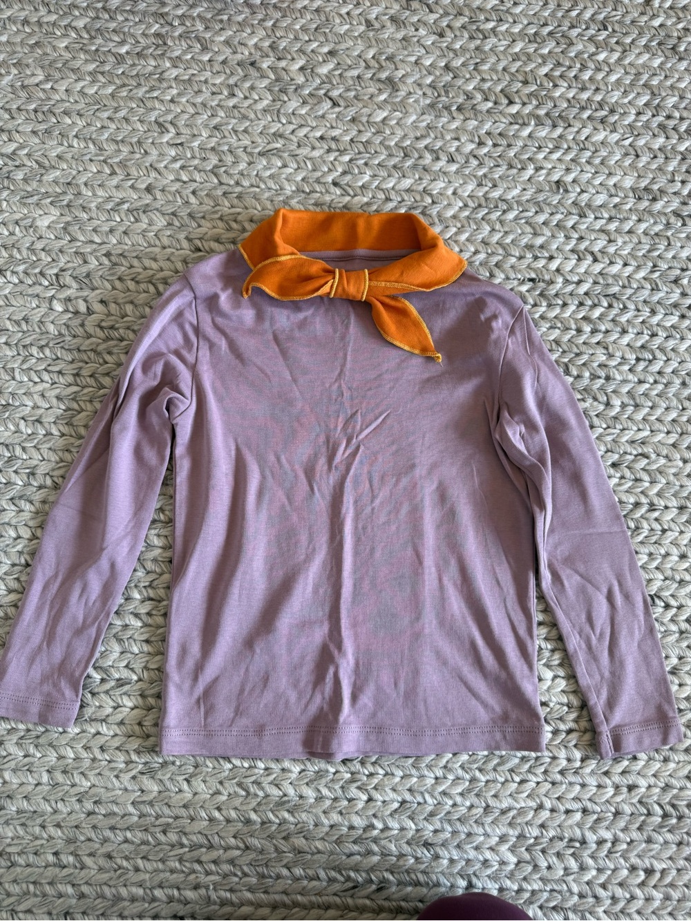 Misha And Puff Lavender Long Sleeve Top with Orange Tie Collar